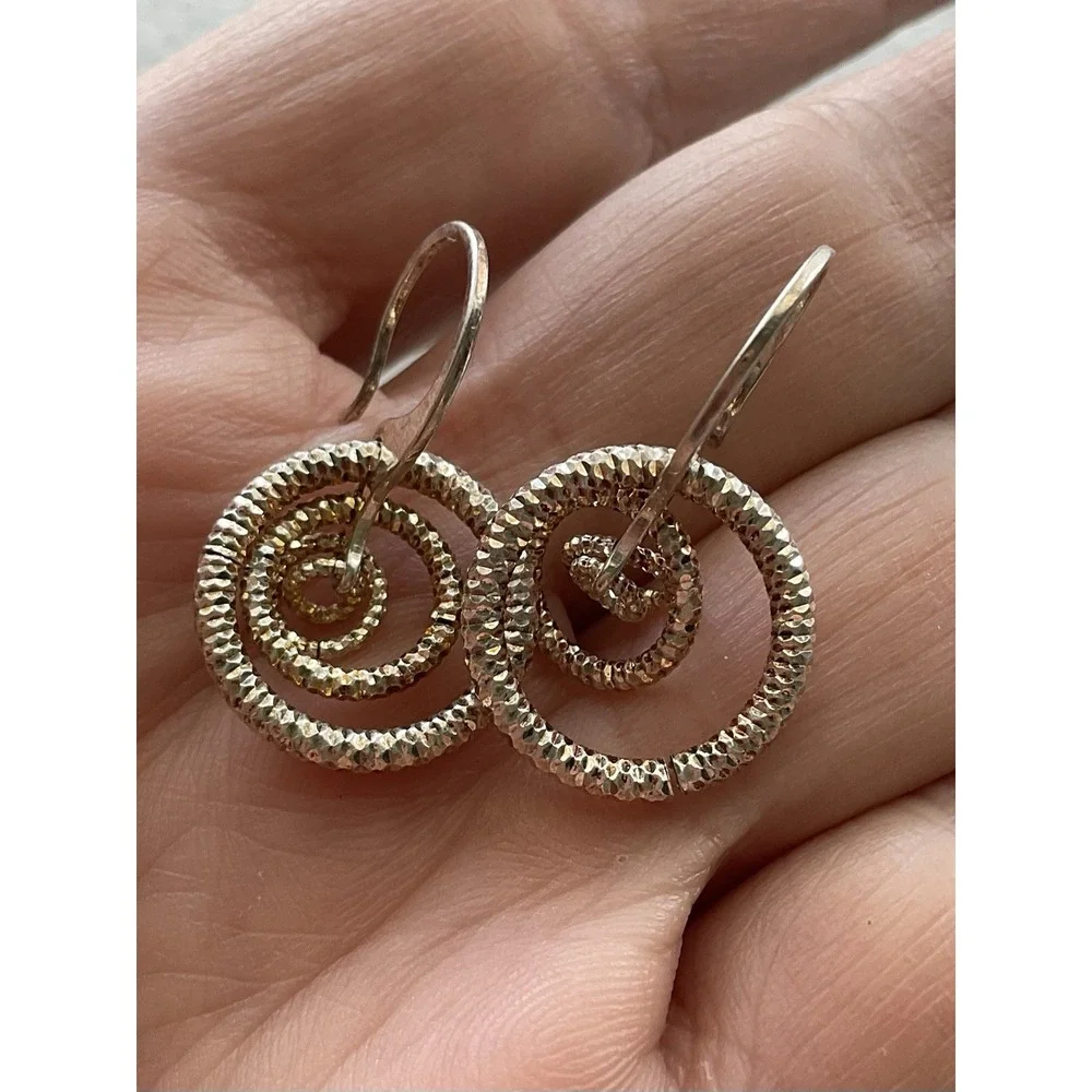 Dyadema Italy sterling silver dangle earrings 925 Circles Vintage Estate Jewelry - Picture 3 of 8
